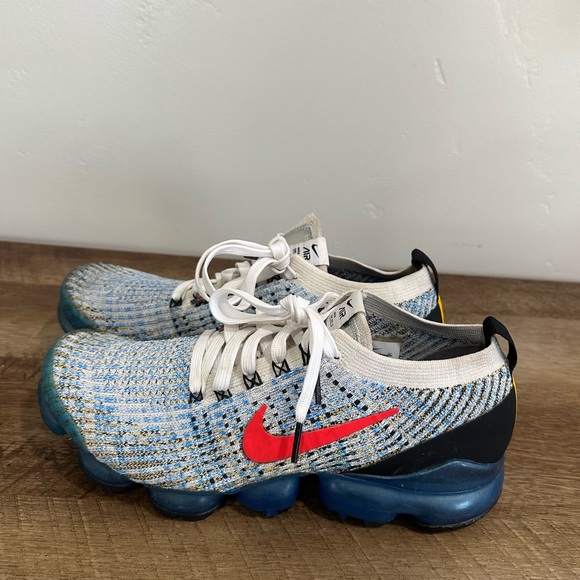 Nike Air VaporMax Flyknit 3 White Red Photo Blue Shoes AJ6900-106 Men\'s Size 8.5